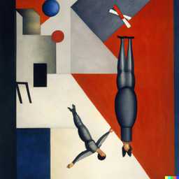 the discovery of gravity, painting by Kazimir Malevich generated by DALL·E 2